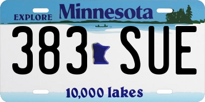MN license plate 383SUE