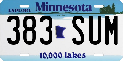 MN license plate 383SUM