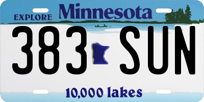 MN license plate 383SUN