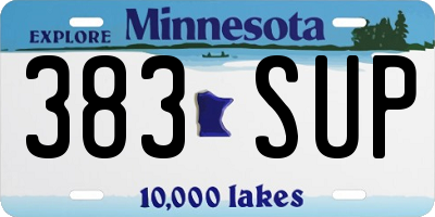 MN license plate 383SUP