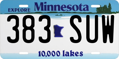 MN license plate 383SUW