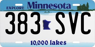 MN license plate 383SVC