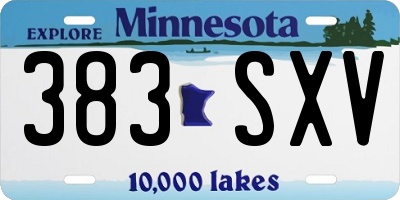 MN license plate 383SXV