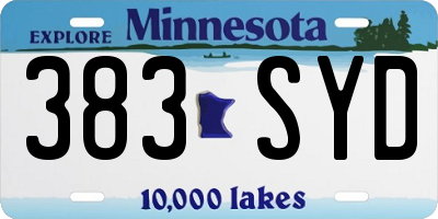 MN license plate 383SYD