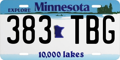 MN license plate 383TBG