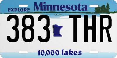 MN license plate 383THR