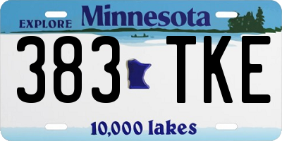 MN license plate 383TKE