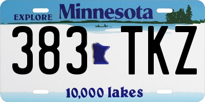MN license plate 383TKZ