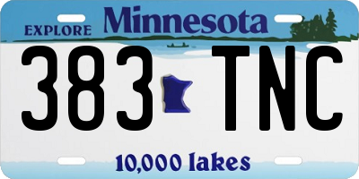 MN license plate 383TNC