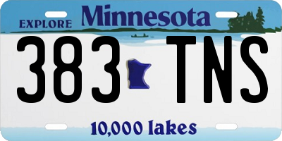 MN license plate 383TNS
