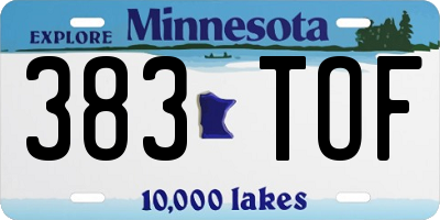 MN license plate 383TOF