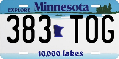 MN license plate 383TOG