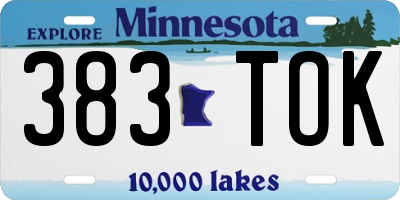 MN license plate 383TOK