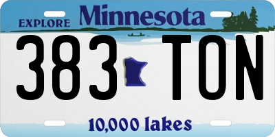 MN license plate 383TON