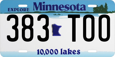 MN license plate 383TOO