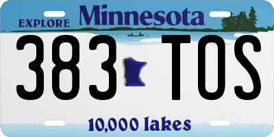 MN license plate 383TOS