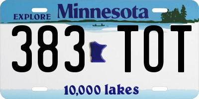 MN license plate 383TOT