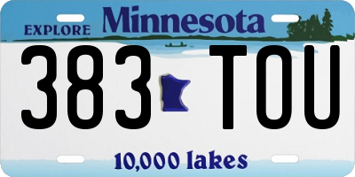 MN license plate 383TOU