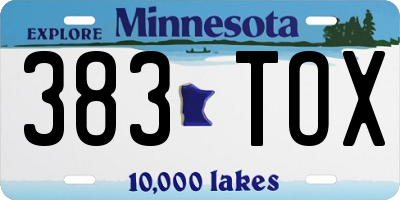 MN license plate 383TOX