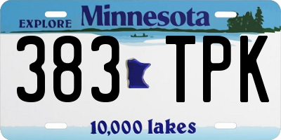 MN license plate 383TPK