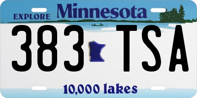 MN license plate 383TSA