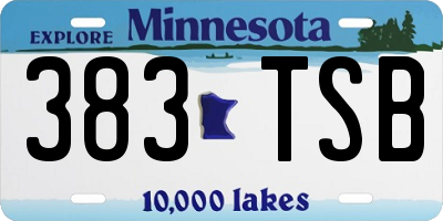 MN license plate 383TSB