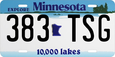 MN license plate 383TSG