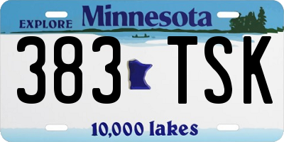 MN license plate 383TSK