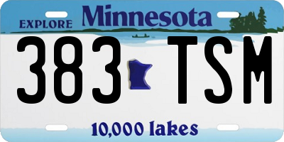 MN license plate 383TSM
