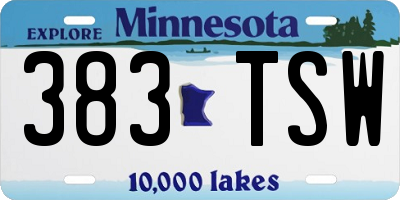 MN license plate 383TSW
