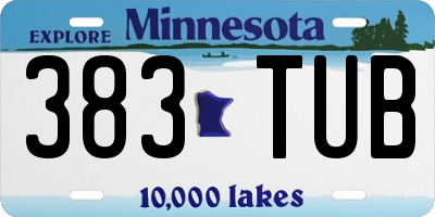 MN license plate 383TUB
