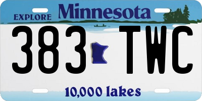MN license plate 383TWC