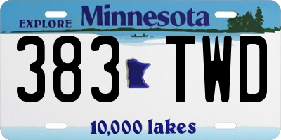 MN license plate 383TWD