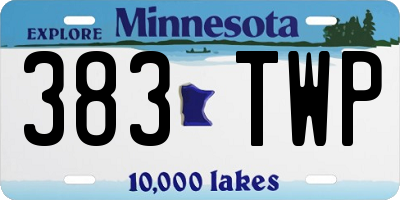 MN license plate 383TWP