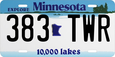 MN license plate 383TWR