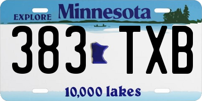 MN license plate 383TXB