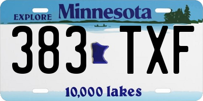 MN license plate 383TXF