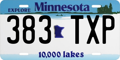 MN license plate 383TXP