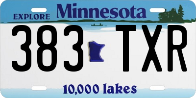 MN license plate 383TXR