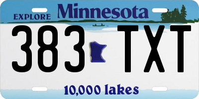 MN license plate 383TXT