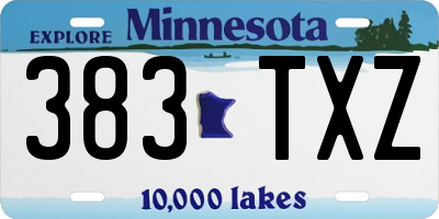 MN license plate 383TXZ