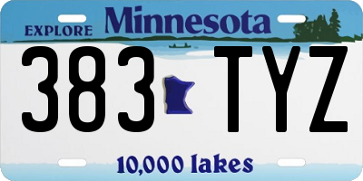 MN license plate 383TYZ
