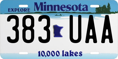 MN license plate 383UAA