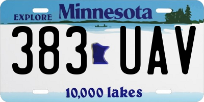 MN license plate 383UAV