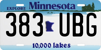 MN license plate 383UBG