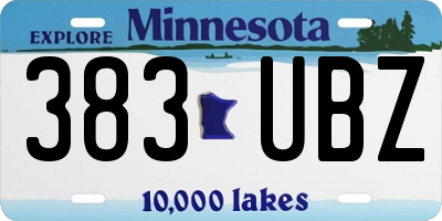 MN license plate 383UBZ