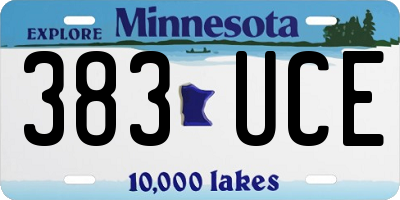 MN license plate 383UCE