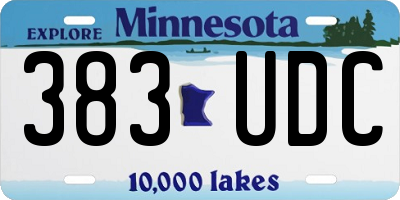 MN license plate 383UDC
