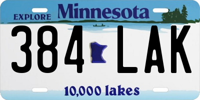 MN license plate 384LAK