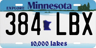 MN license plate 384LBX